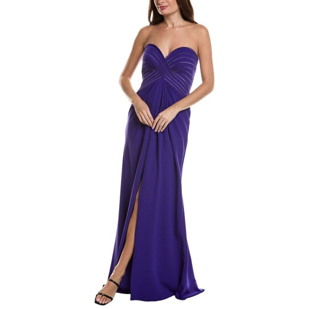 Tadashi Shoji Womens Sleeveless Solid Maxi Dress, Purple